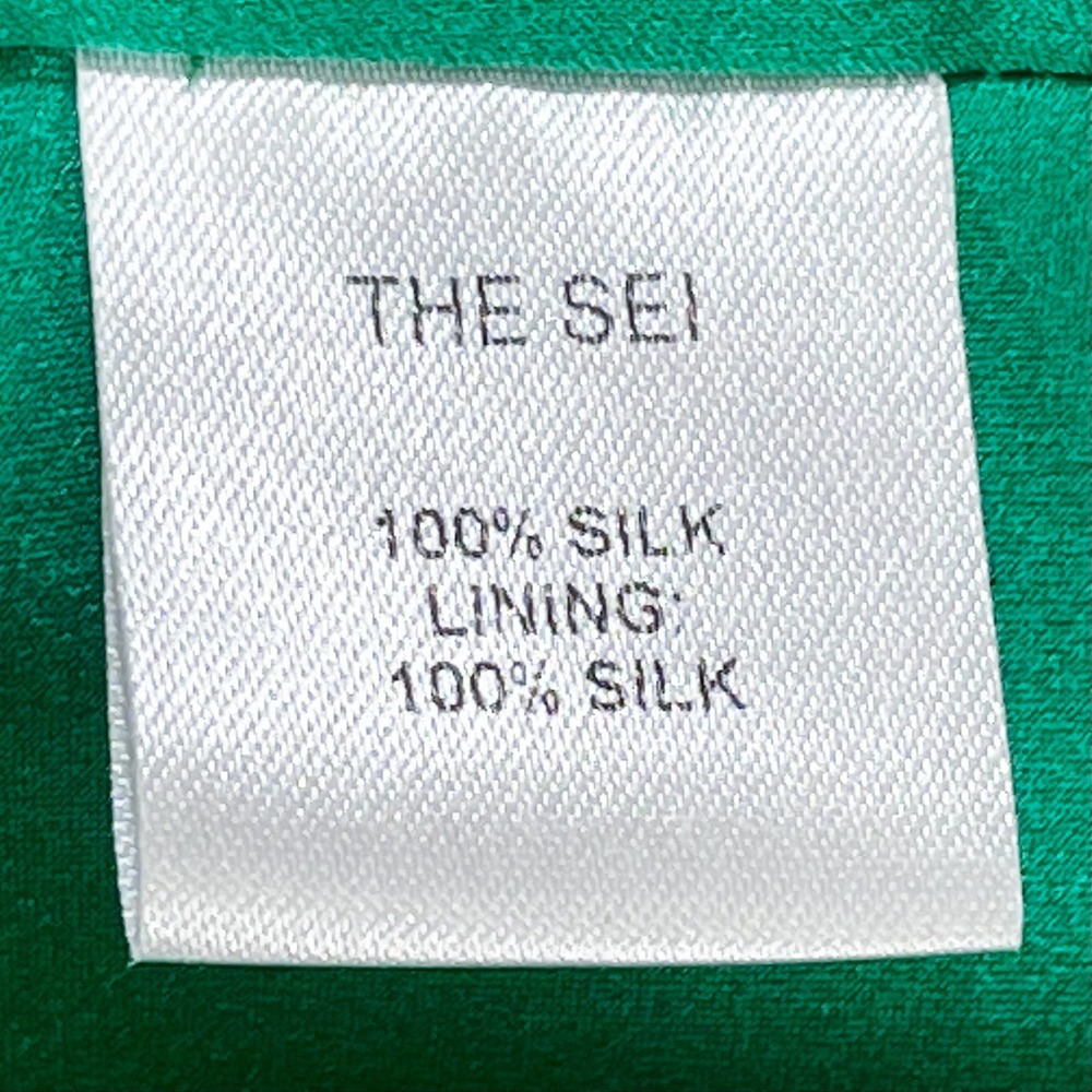 THE SEI Asymmetrical Plunge Gown Silk Charmeuse Emerald Green 2 XS - Picture 7 of 9